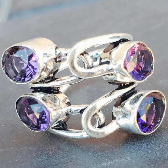 New Twisted Amethyst 925 Silver Ring. - Picture 6 of 15